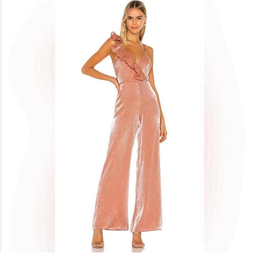 Lovers + Friends Pink Ruffle Jumpsuit